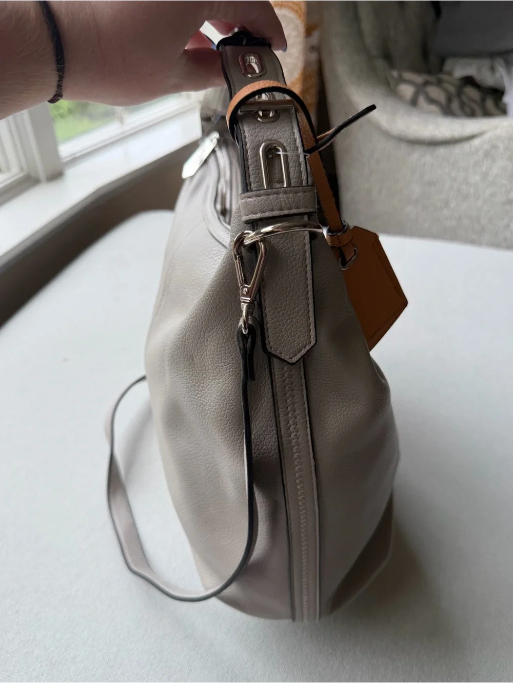 NWT REED RK Grey Cadet Hobo Slouchy Vegan Leather Shoulder Bag Crossbody Purse